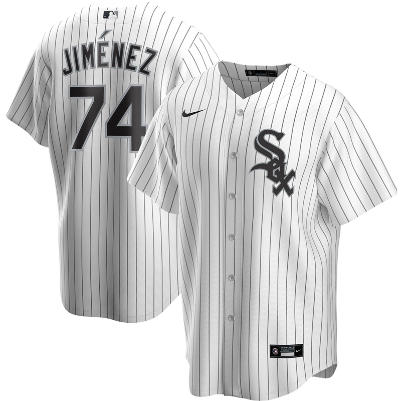 2020 MLB Men Chicago White Sox 74 Eloy Jimenez Nike White Home 2020 Replica Player Jersey 1
